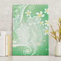 Polynesian Jellyfish Canvas Wall Art With Plumeria Green LT05 Without Frame Green - Polynesian Pride