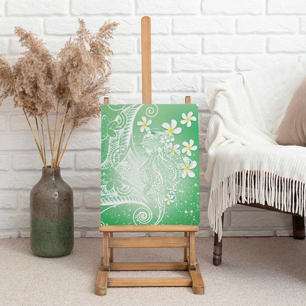 Polynesian Jellyfish Canvas Wall Art With Plumeria Green LT05 - Polynesian Pride