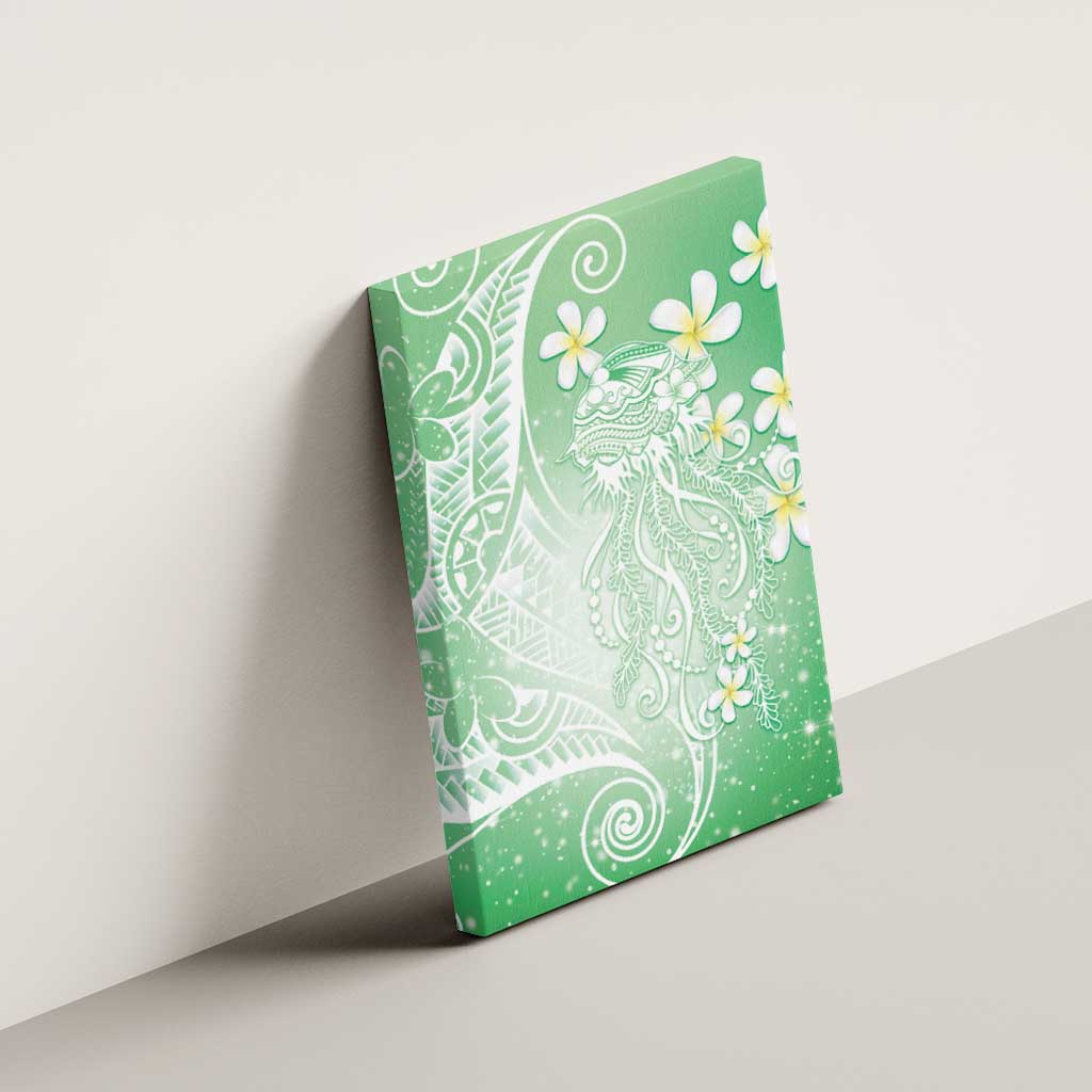 Polynesian Jellyfish Canvas Wall Art With Plumeria Green LT05 - Polynesian Pride