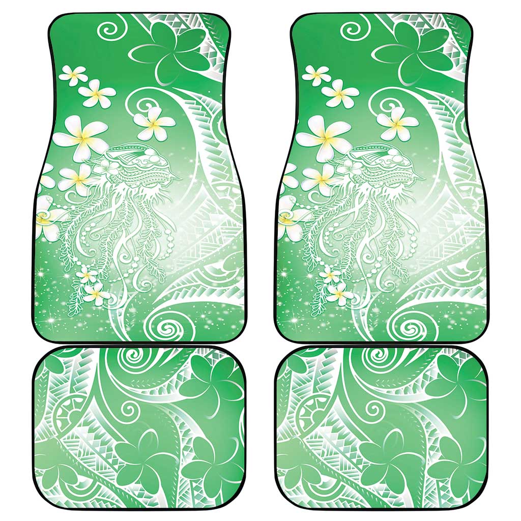 Polynesian Jellyfish Car Mats With Plumeria Green LT05 - Polynesian Pride