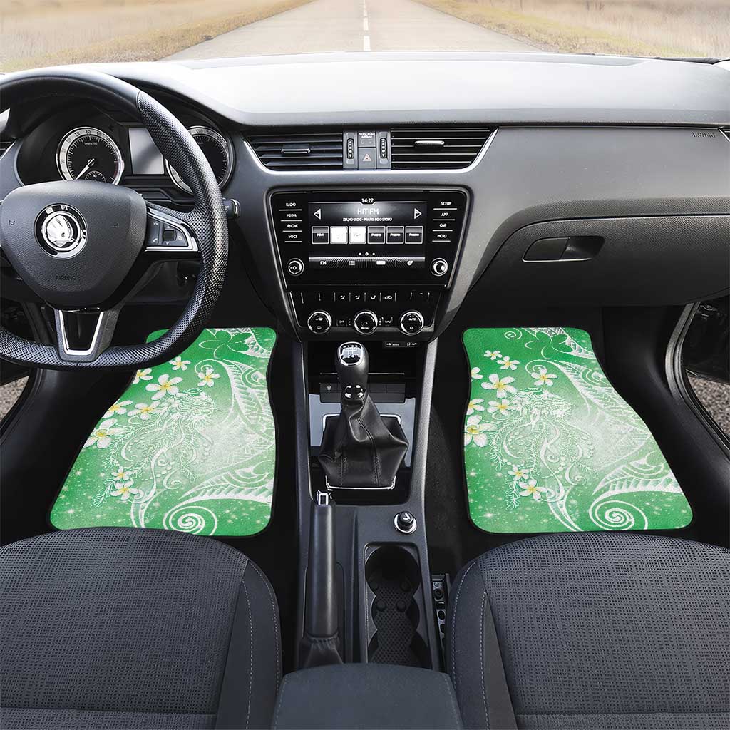Polynesian Jellyfish Car Mats With Plumeria Green LT05 Set 2pcs - Front Green - Polynesian Pride