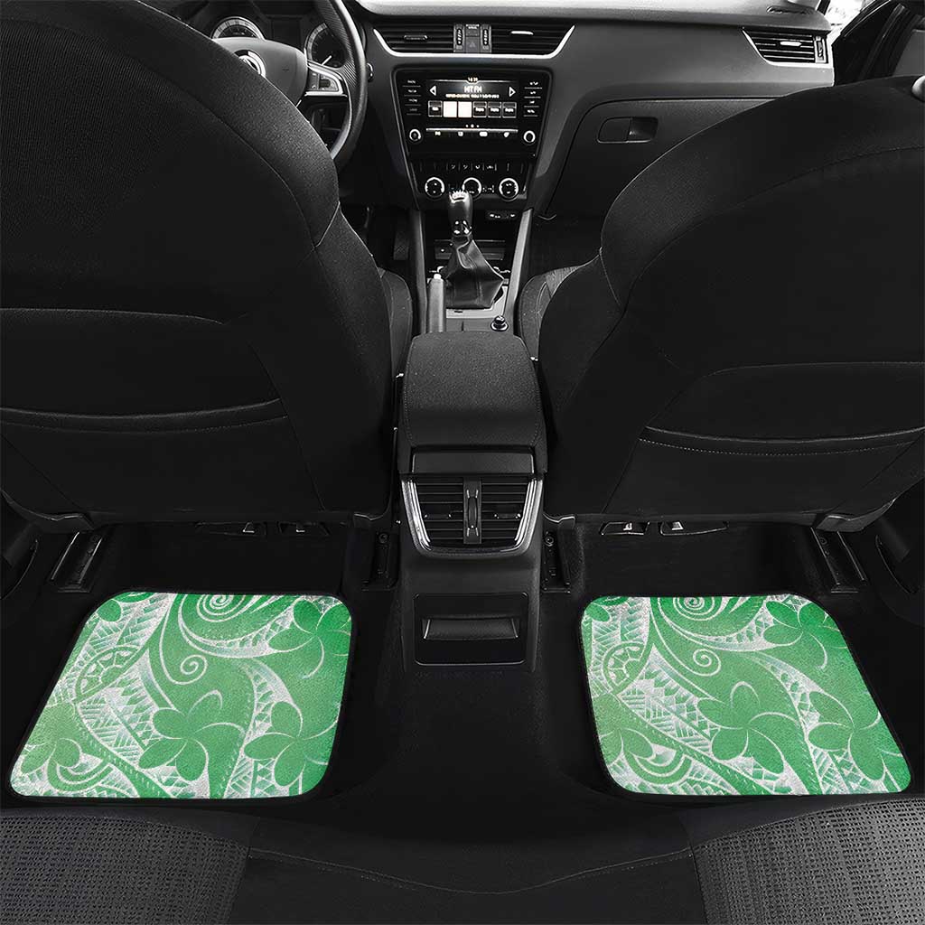Polynesian Jellyfish Car Mats With Plumeria Green LT05 Set 2pcs - Back Green - Polynesian Pride
