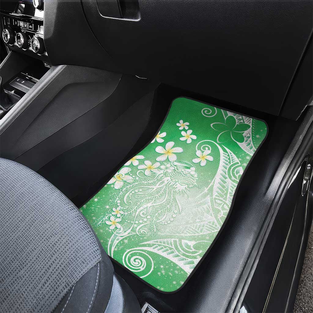 Polynesian Jellyfish Car Mats With Plumeria Green LT05 - Polynesian Pride