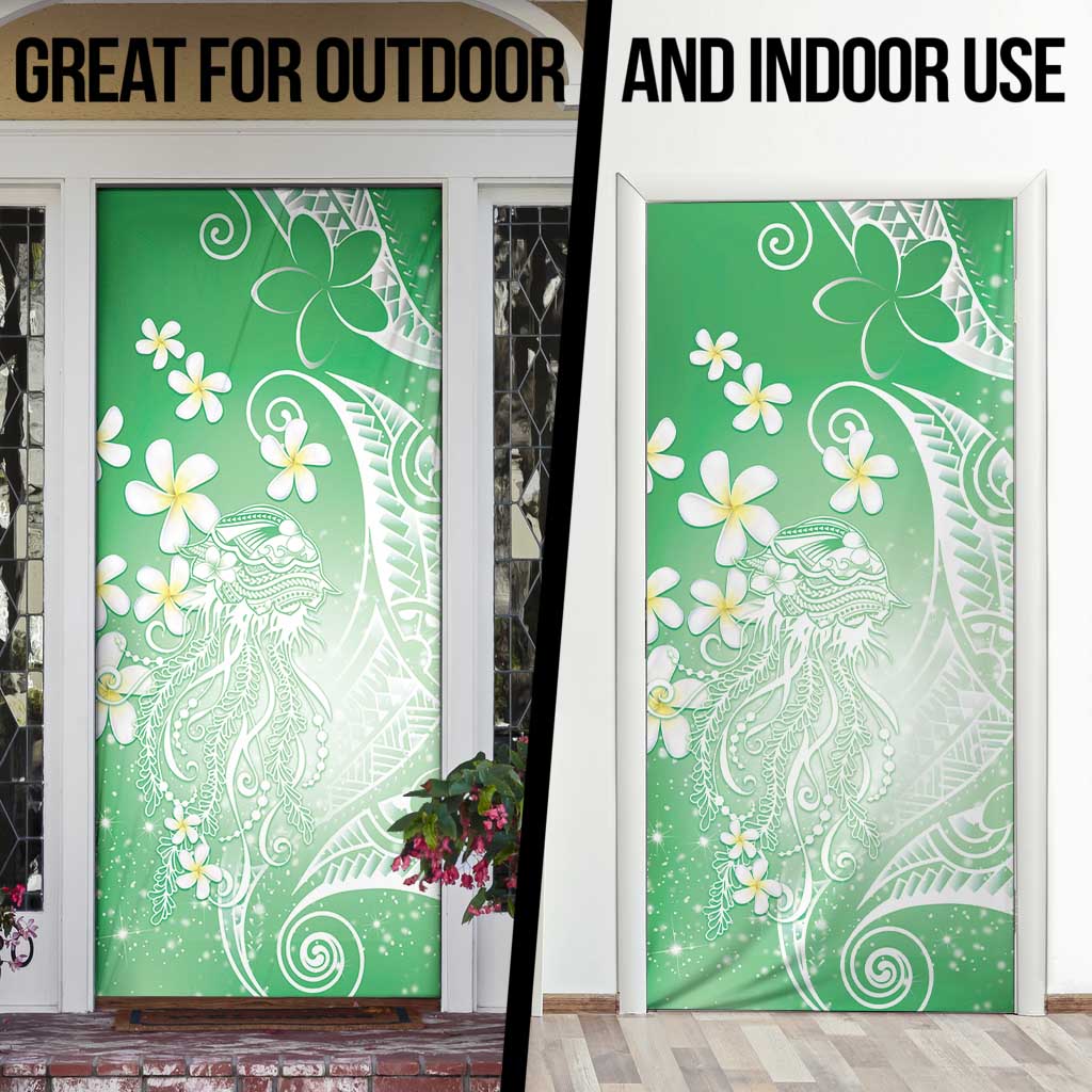 Polynesian Jellyfish Door Cover With Plumeria Green LT05 - Polynesian Pride