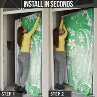 Polynesian Jellyfish Door Cover With Plumeria Green LT05 - Polynesian Pride