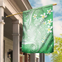 Polynesian Jellyfish Garden Flag With Plumeria Green LT05 House Flag Green - Polynesian Pride