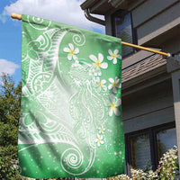 Polynesian Jellyfish Garden Flag With Plumeria Green LT05 - Polynesian Pride