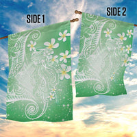 Polynesian Jellyfish Garden Flag With Plumeria Green LT05 - Polynesian Pride