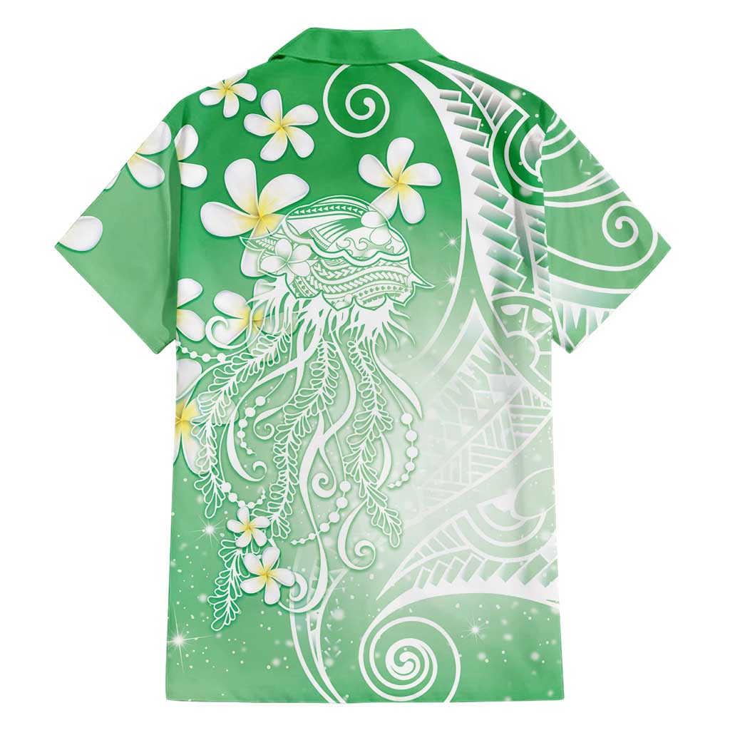 Polynesian Jellyfish Hawaiian Shirt With Plumeria Green LT05 - Polynesian Pride