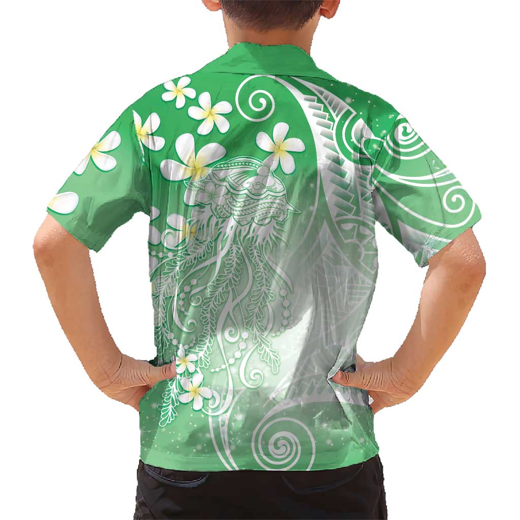 Polynesian Jellyfish Hawaiian Shirt With Plumeria Green LT05 - Polynesian Pride