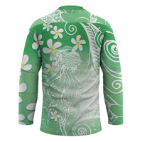 Polynesian Jellyfish Hockey Jersey With Plumeria Green LT05 - Polynesian Pride