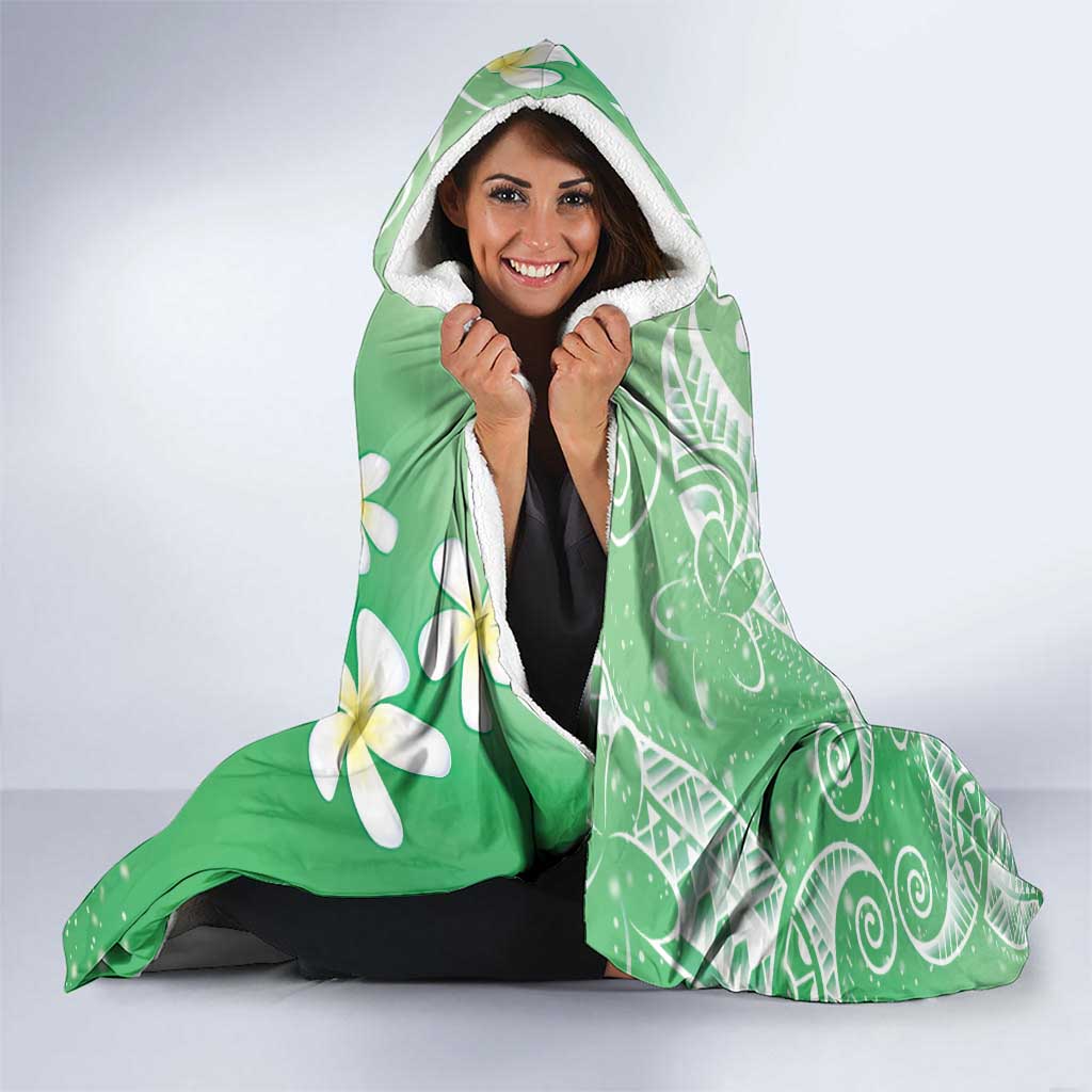 Polynesian Jellyfish Hooded Blanket With Plumeria Green LT05 - Polynesian Pride