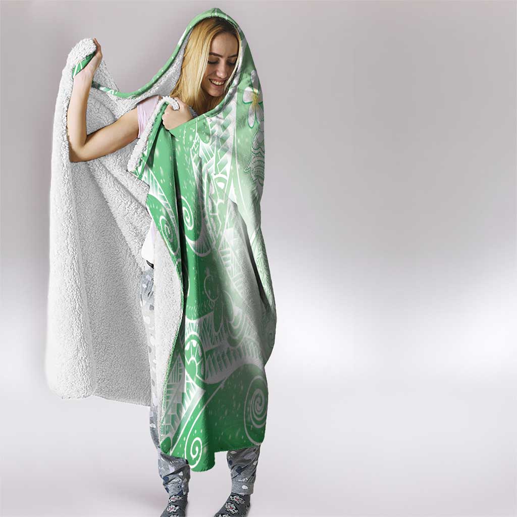 Polynesian Jellyfish Hooded Blanket With Plumeria Green LT05 - Polynesian Pride