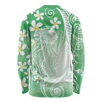 Polynesian Jellyfish Long Sleeve Shirt With Plumeria Green LT05 - Polynesian Pride