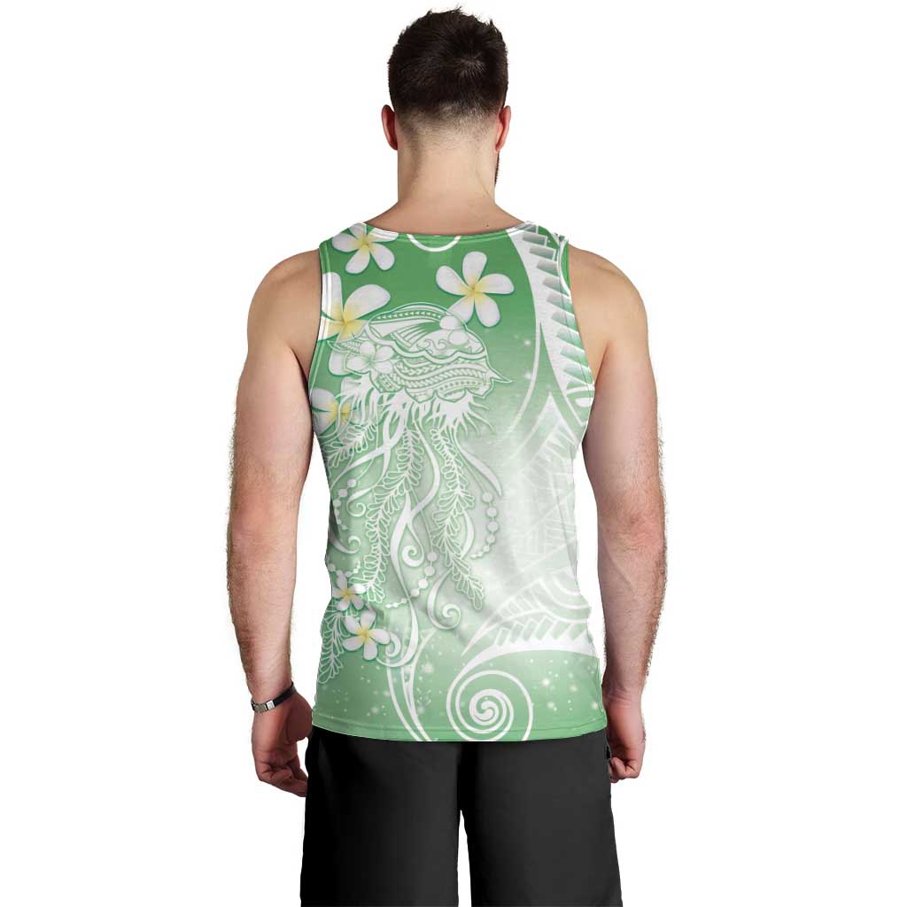Polynesian Jellyfish Men Tank Top With Plumeria Green LT05 - Polynesian Pride