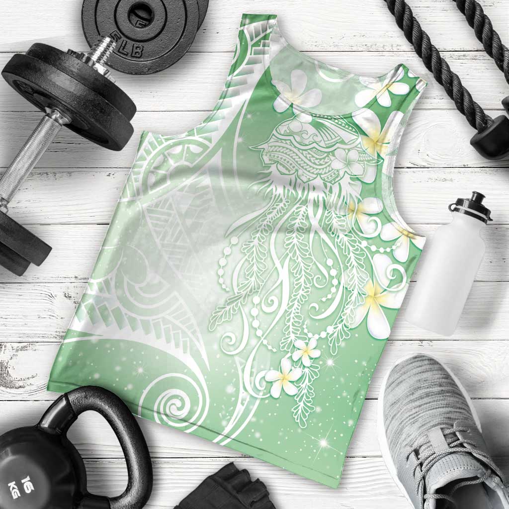Polynesian Jellyfish Men Tank Top With Plumeria Green LT05 - Polynesian Pride