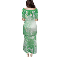 Polynesian Jellyfish Puletasi With Plumeria Green LT05 - Polynesian Pride