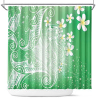 Polynesian Jellyfish Shower Curtain With Plumeria Green LT05 Green - Polynesian Pride