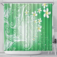 Polynesian Jellyfish Shower Curtain With Plumeria Green LT05 - Polynesian Pride