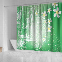 Polynesian Jellyfish Shower Curtain With Plumeria Green LT05 - Polynesian Pride