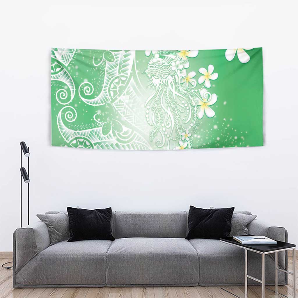 Polynesian Jellyfish Tapestry With Plumeria Green LT05 - Polynesian Pride