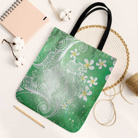Polynesian Jellyfish Tote Bag With Plumeria Green LT05 Black Strap One Size Green - Polynesian Pride
