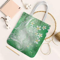 Polynesian Jellyfish Tote Bag With Plumeria Green LT05 White Strap One Size Green - Polynesian Pride