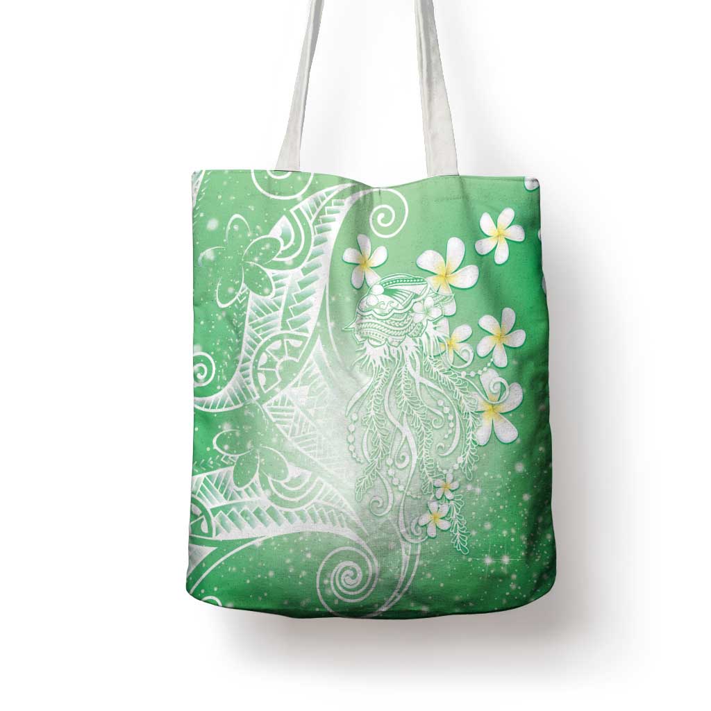 Polynesian Jellyfish Tote Bag With Plumeria Green LT05 - Polynesian Pride