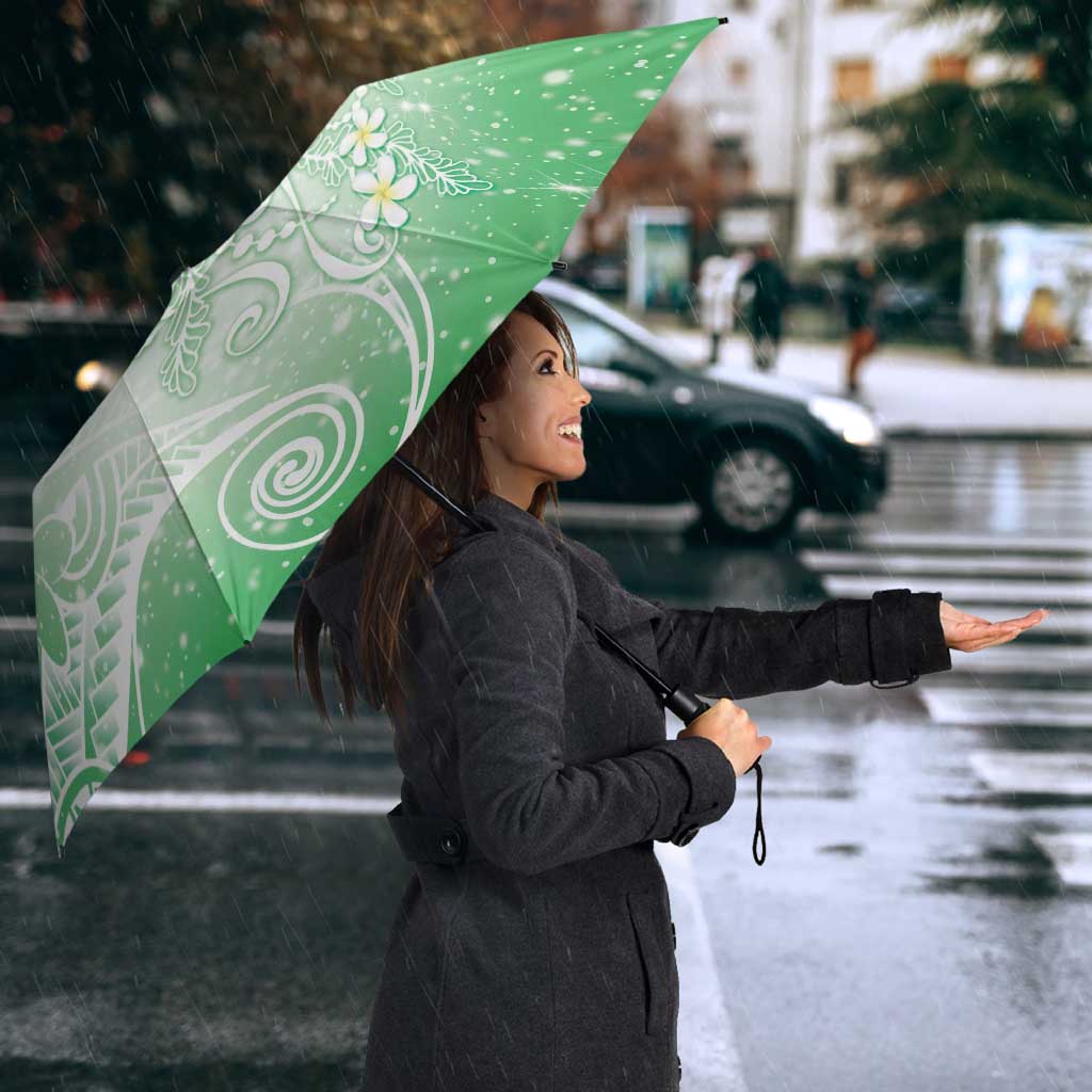 Polynesian Jellyfish Umbrella With Plumeria Green LT05 - Polynesian Pride