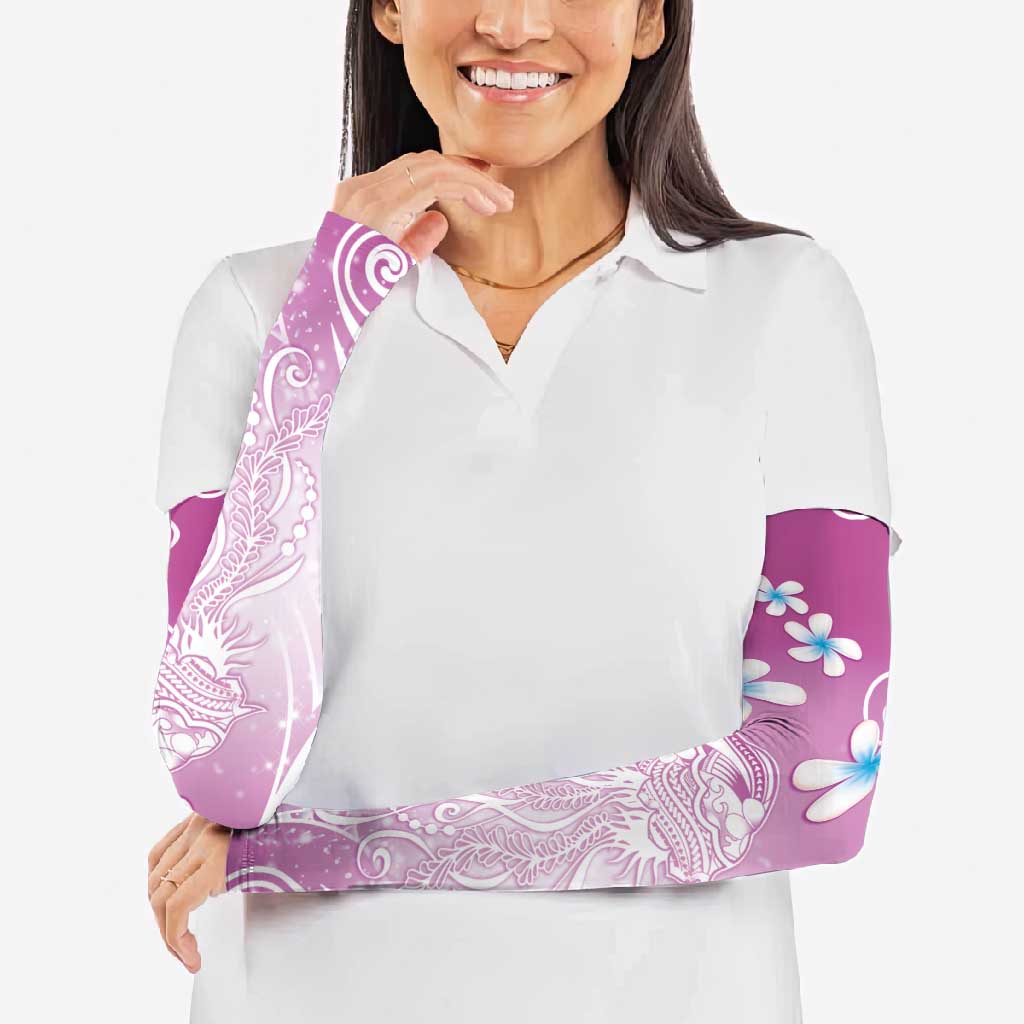 Polynesian Jellyfish Arm Sleeves With Plumeria Pink LT05 - Polynesian Pride