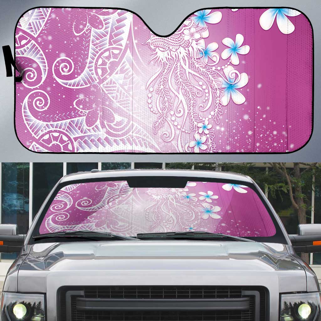 Polynesian Jellyfish Auto Sun Shade With Plumeria Pink LT05 Pink - Polynesian Pride