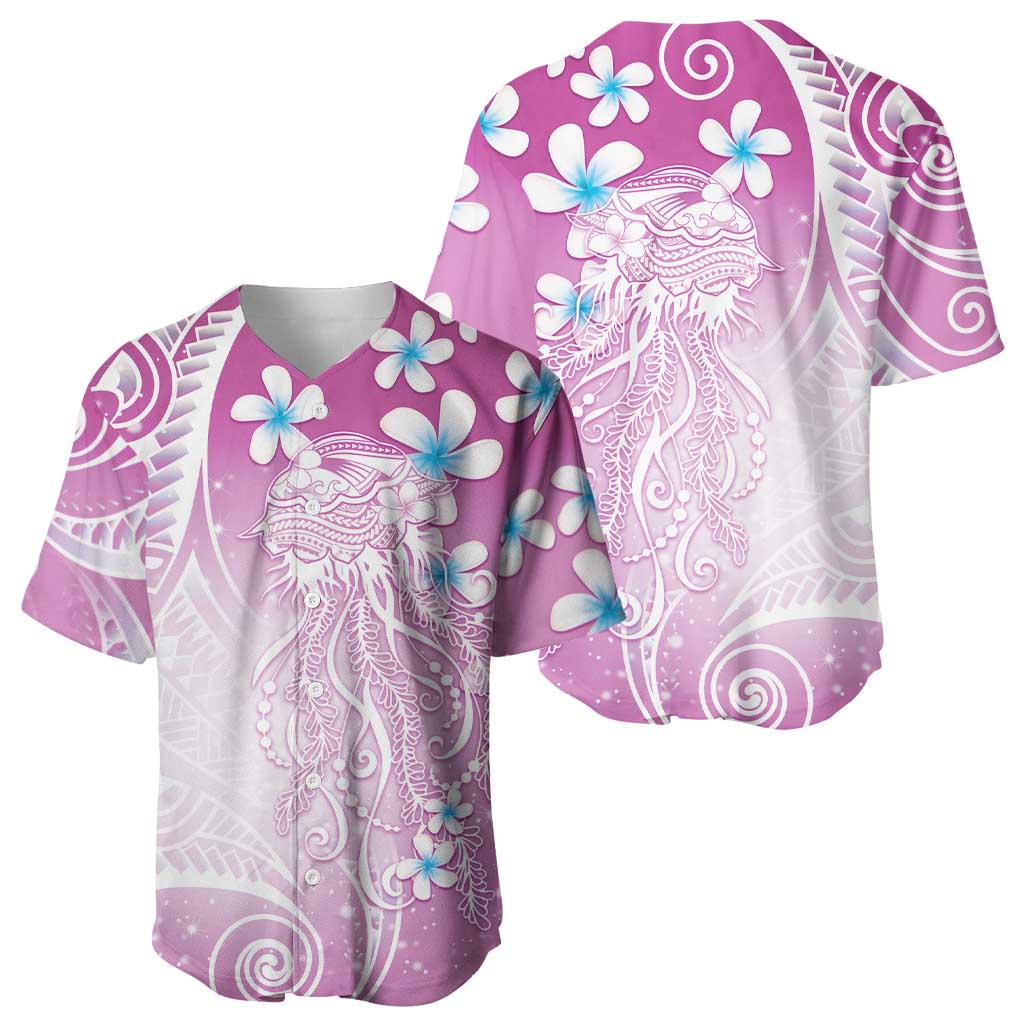 Polynesian Jellyfish Baseball Jersey With Plumeria Pink LT05 - Polynesian Pride