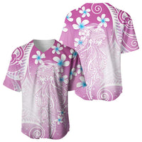 Polynesian Jellyfish Baseball Jersey With Plumeria Pink LT05 - Polynesian Pride