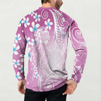 Polynesian Jellyfish Button Sweatshirt With Plumeria Pink LT05 - Polynesian Pride