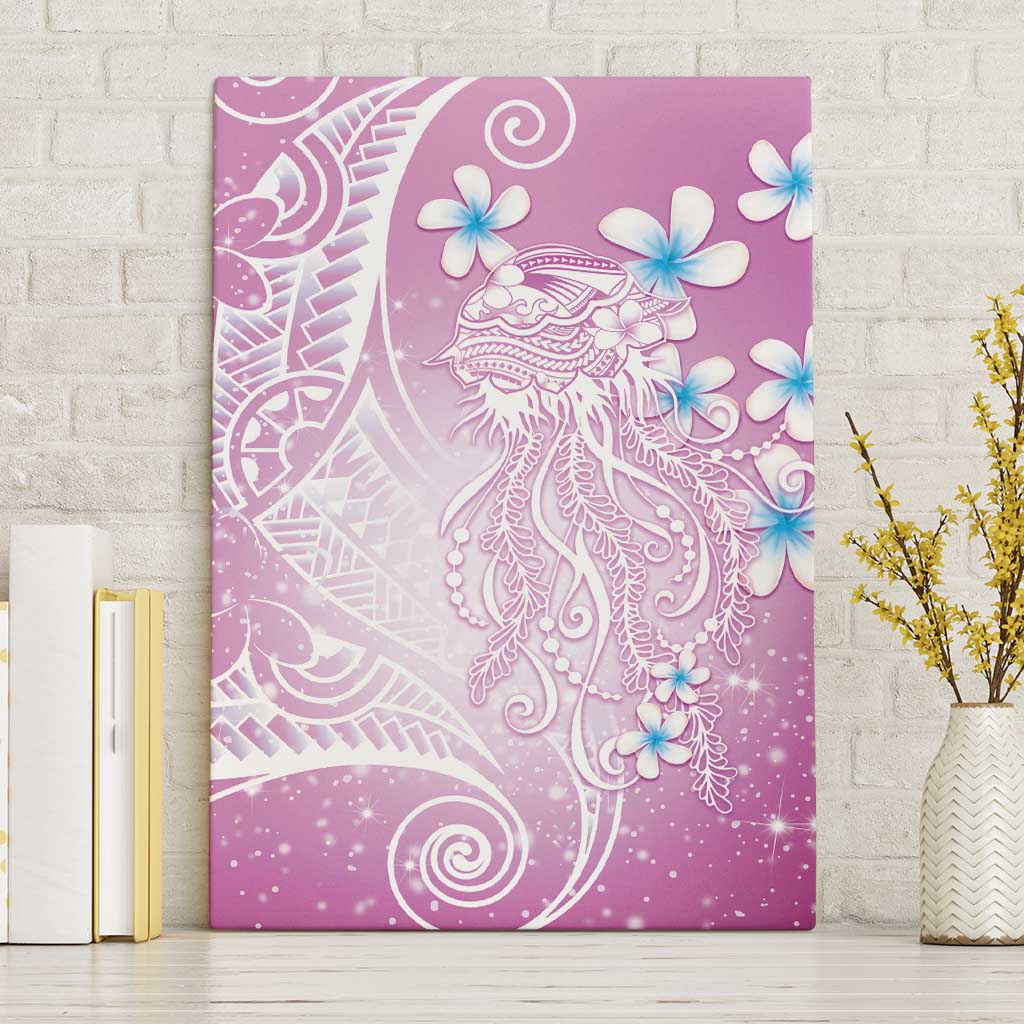 Polynesian Jellyfish Canvas Wall Art With Plumeria Pink LT05 Without Frame Pink - Polynesian Pride