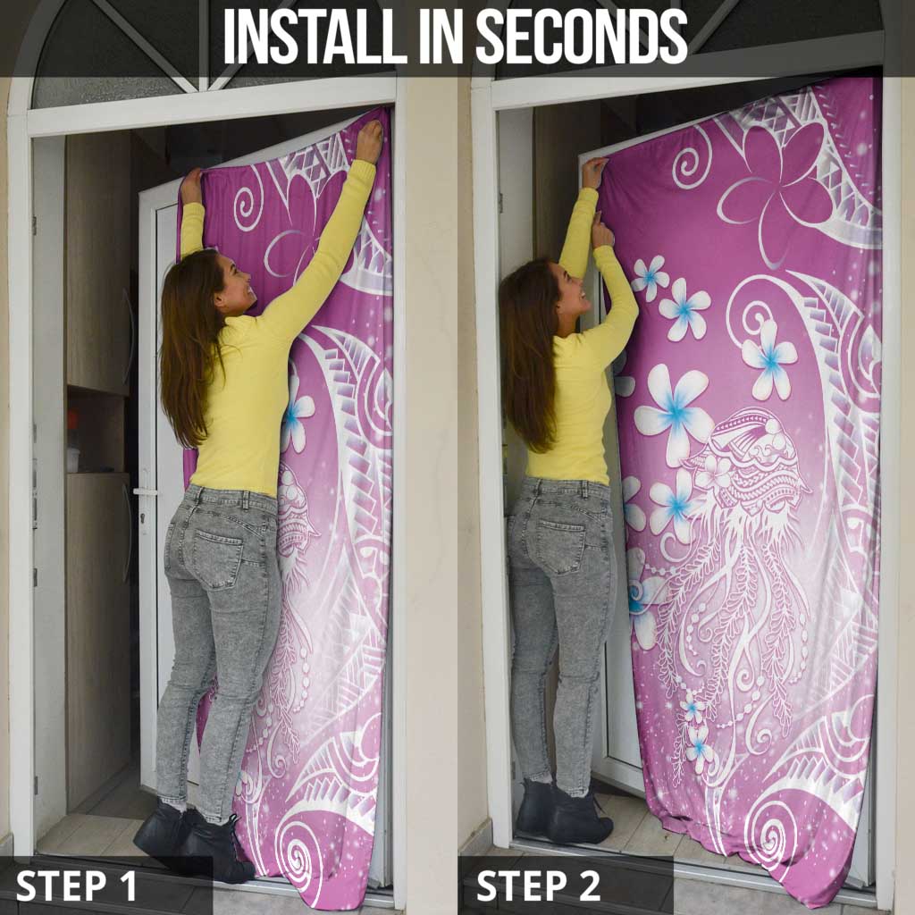 Polynesian Jellyfish Door Cover With Plumeria Pink LT05 - Polynesian Pride