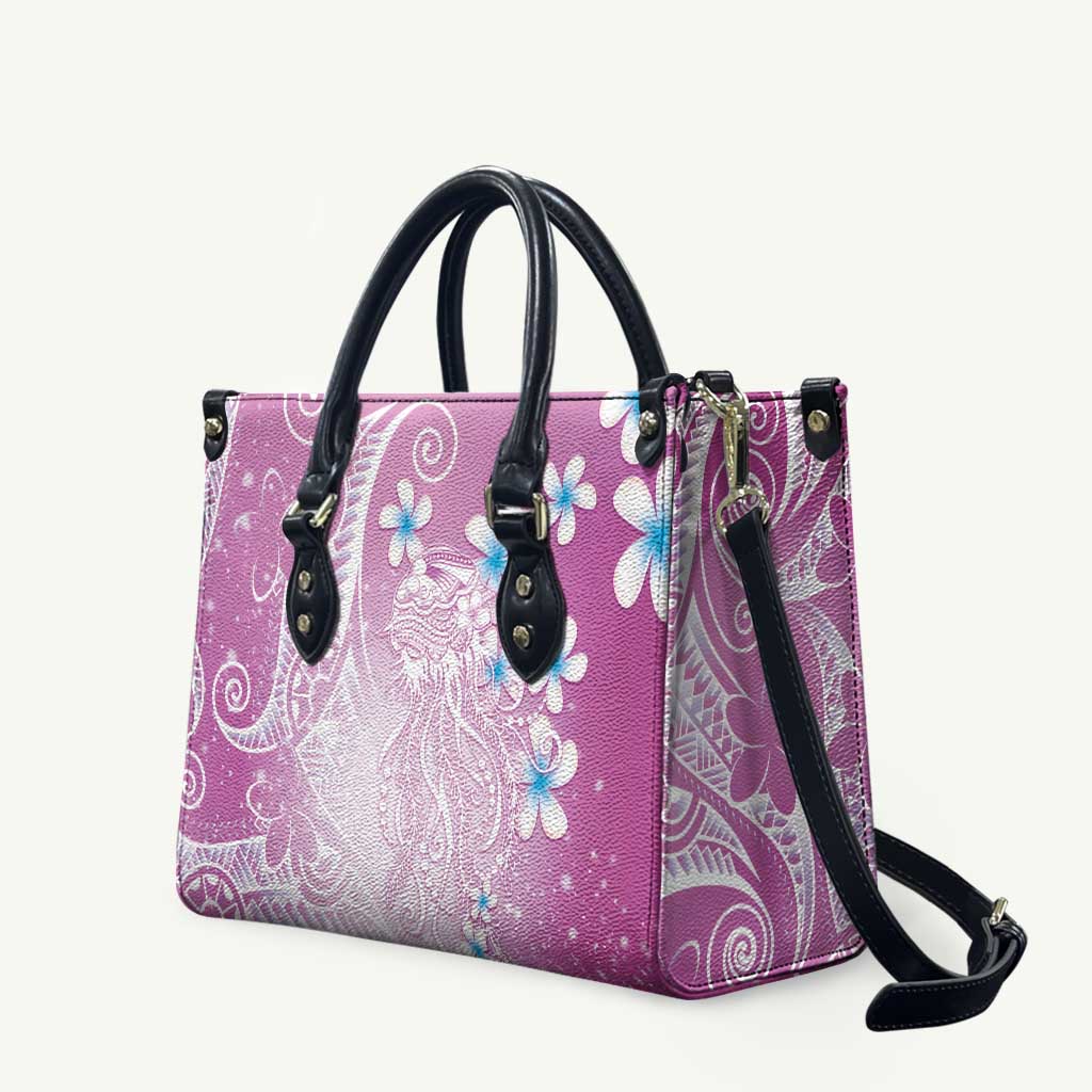 Polynesian Jellyfish Leather Bag With Plumeria Pink LT05 Pink - Polynesian Pride