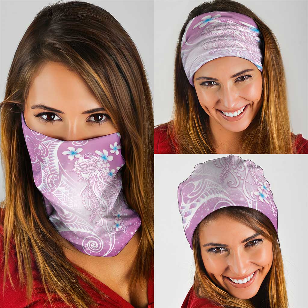 Polynesian Jellyfish Neck Gaiter With Plumeria Pink LT05 - Polynesian Pride