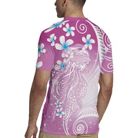 Polynesian Jellyfish Rugby Jersey With Plumeria Pink LT05 - Polynesian Pride