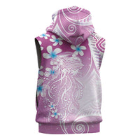 Polynesian Jellyfish Sleeveless Zip Hoodie With Plumeria Pink LT05 - Polynesian Pride