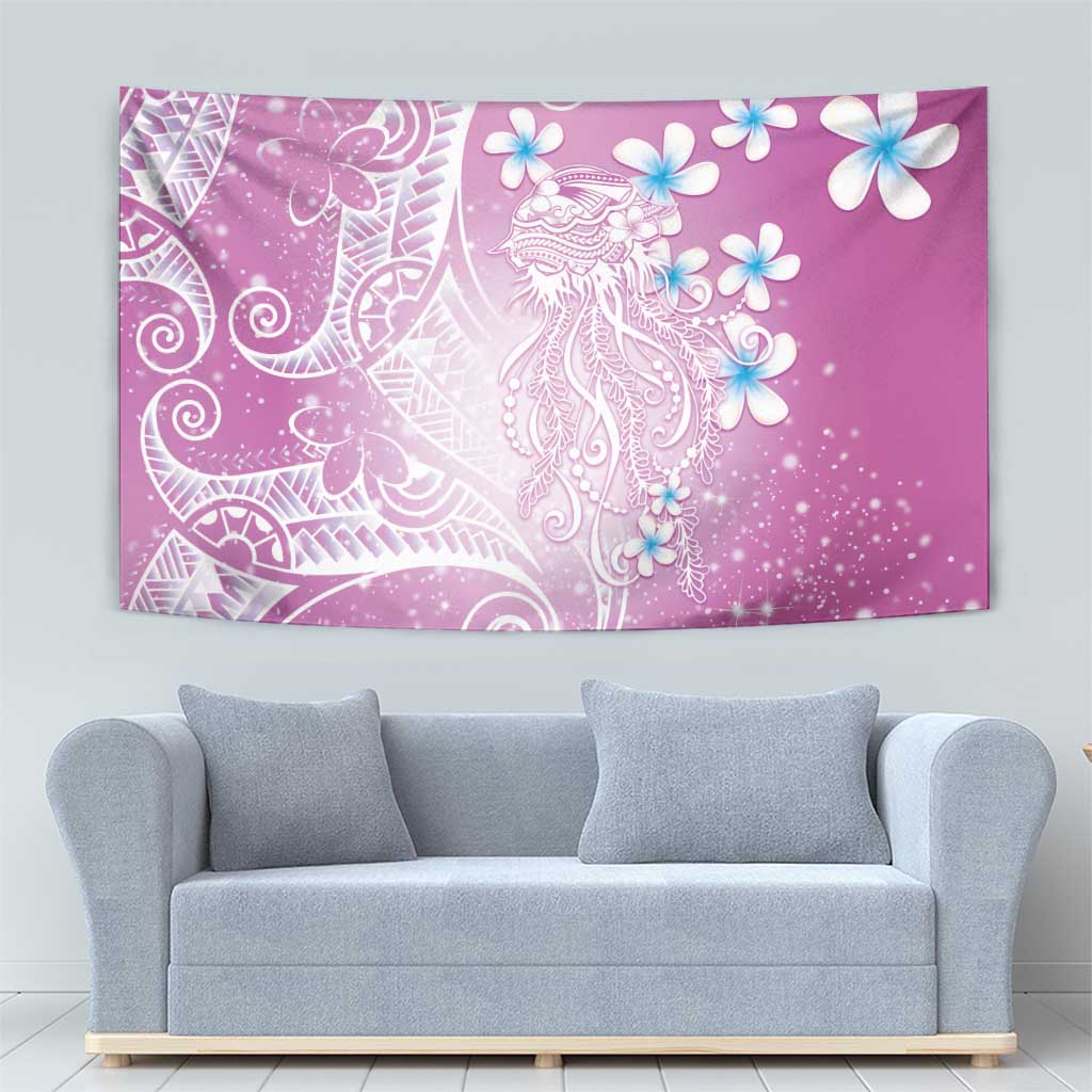 Polynesian Jellyfish Tapestry With Plumeria Pink LT05 - Polynesian Pride