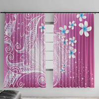 Polynesian Jellyfish Window Curtain With Plumeria Pink LT05 With Hooks Pink - Polynesian Pride