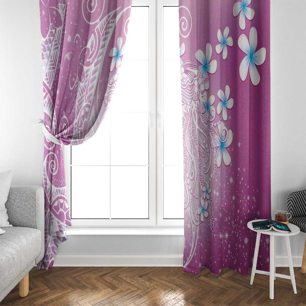 Polynesian Jellyfish Window Curtain With Plumeria Pink LT05 - Polynesian Pride