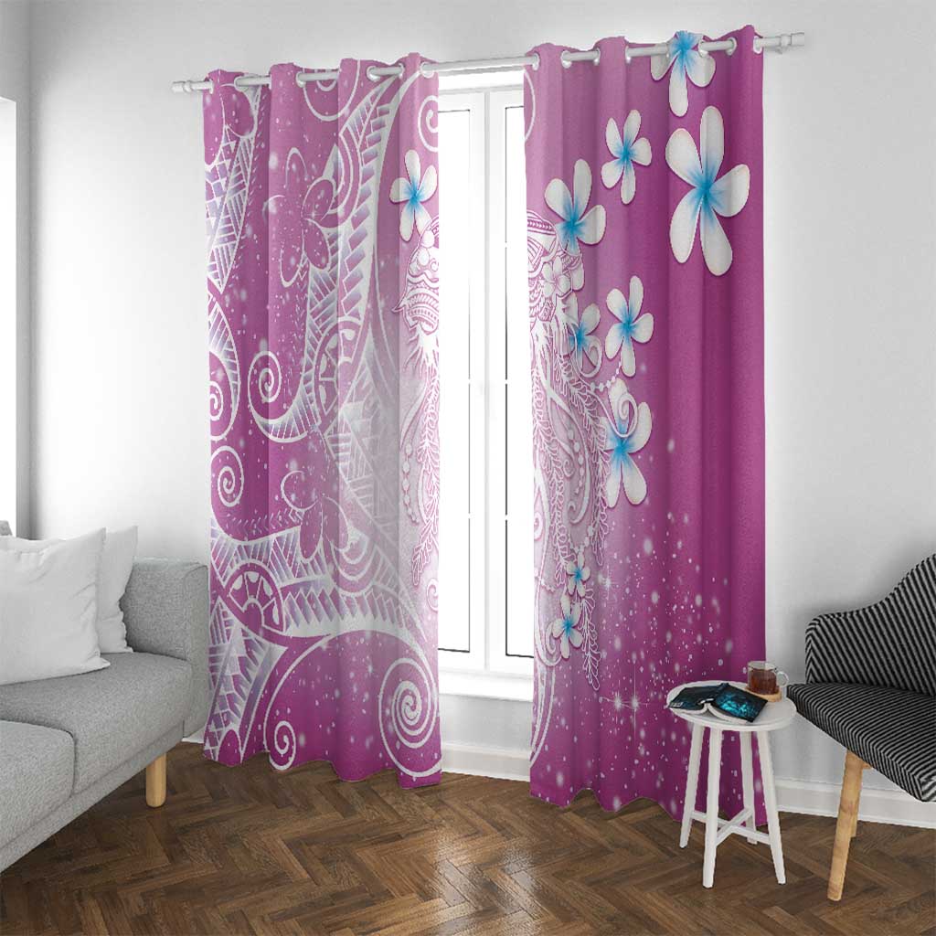 Polynesian Jellyfish Window Curtain With Plumeria Pink LT05 With Grommets Pink - Polynesian Pride