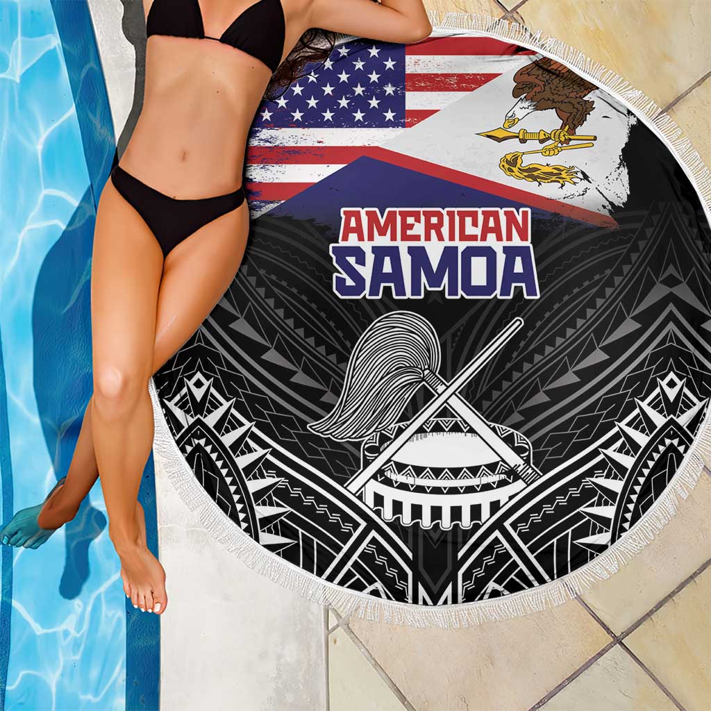 American Samoa Flag Day Beach Blanket Bald Eagle With Polynesian Pattern LT05 - Polynesian Pride