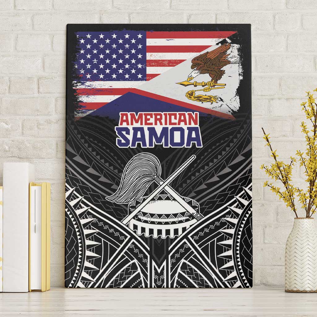 American Samoa Flag Day Canvas Wall Art Bald Eagle With Polynesian Pattern LT05 Without Frame Black - Polynesian Pride