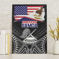 American Samoa Flag Day Canvas Wall Art Bald Eagle With Polynesian Pattern LT05 Without Frame Black - Polynesian Pride