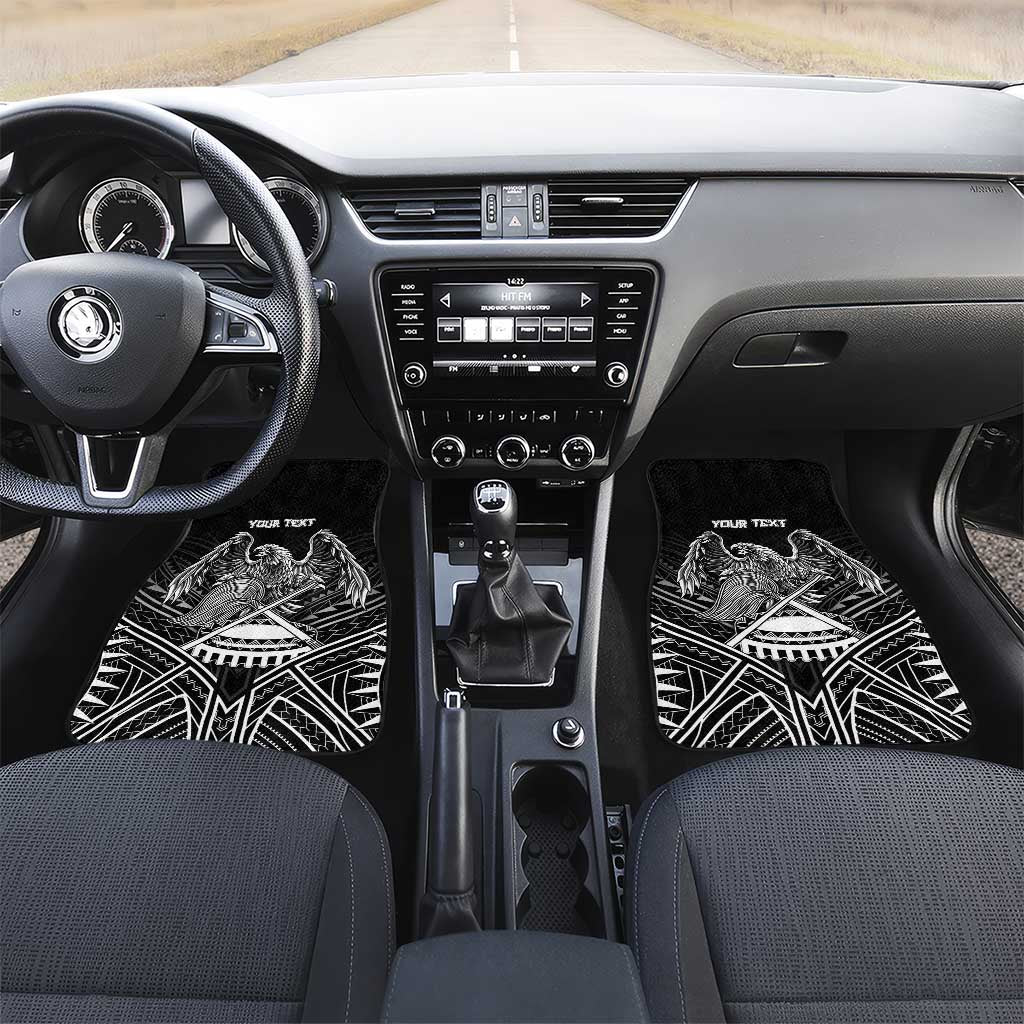American Samoa Flag Day Car Mats Bald Eagle With Polynesian Pattern LT05 Set 2pcs - Front Black - Polynesian Pride