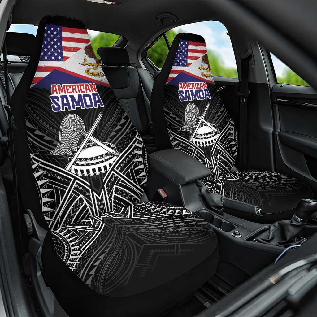 American Samoa Flag Day Car Seat Cover Bald Eagle With Polynesian Pattern LT05 One Size Black - Polynesian Pride
