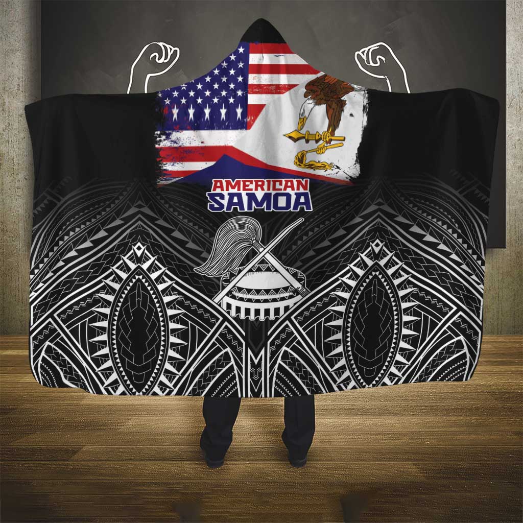 American Samoa Flag Day Hooded Blanket Bald Eagle With Polynesian Pattern LT05 - Polynesian Pride